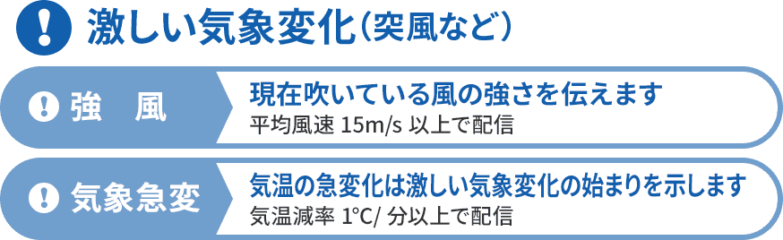 激しい気象変化（突風など）