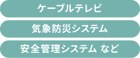 ケーブルテレビ／気象防災システム／安全管理システム など